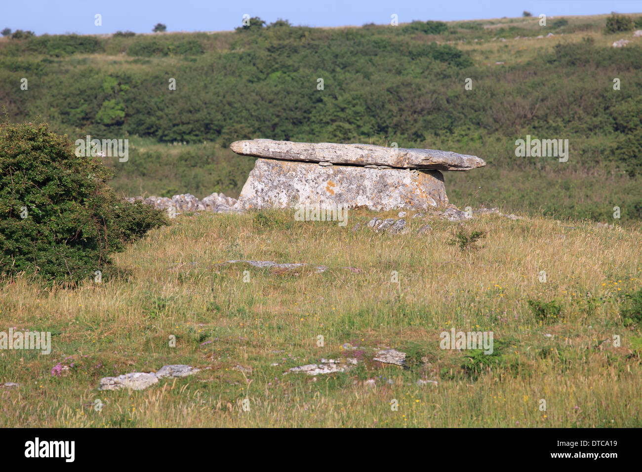 Un cuneo del Neolitico tomba del Burren nella contea di Clare, Irlanda Foto Stock