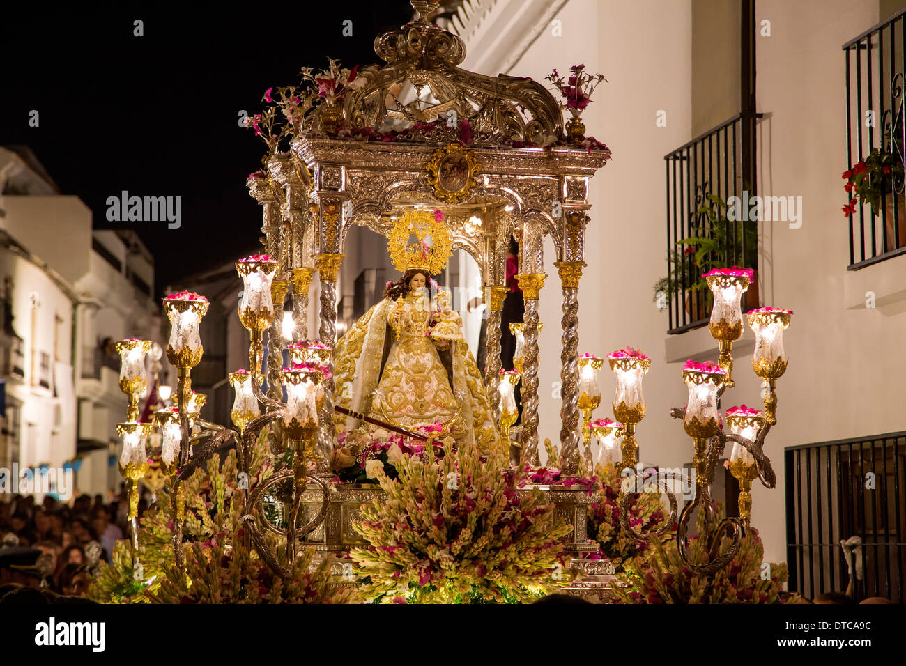 Virgen de la peña tradizionale processione fair Mijas Malaga Andalusia Spagna procesion feria andalucia españa Foto Stock