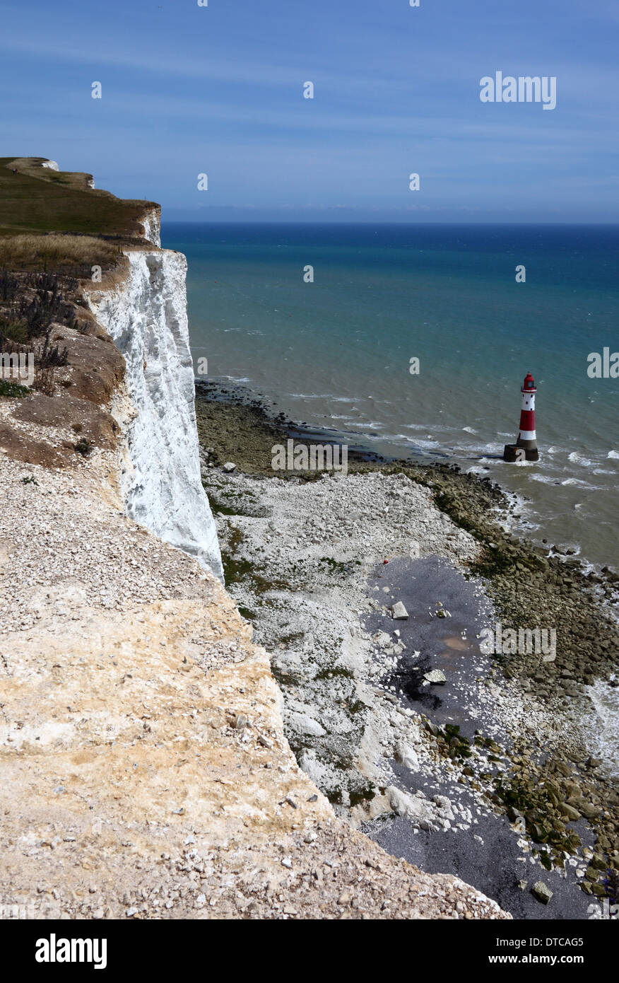 Chalk scogliere di Beachy Head e del faro , vicino a Eastbourne , East Sussex , Inghilterra Foto Stock