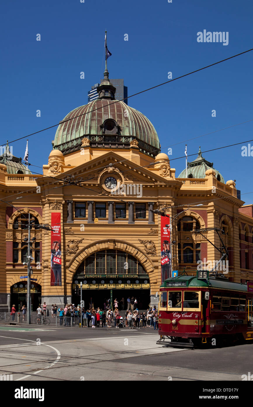 La stazione di Flinders Street, Melbourne, Victoria, Australia Foto Stock