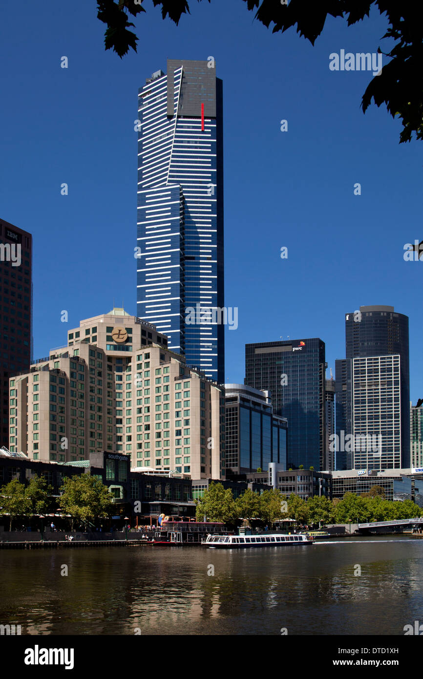 Lo Skyline di Melbourne e il fiume Yarra, Victoria, Australia Foto Stock