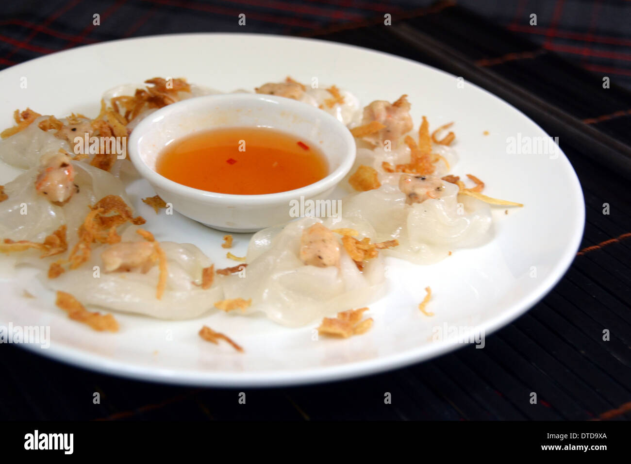 Rosa Bianca banh bao vac shimp gnocco in Hoi An, Vietnam Foto Stock