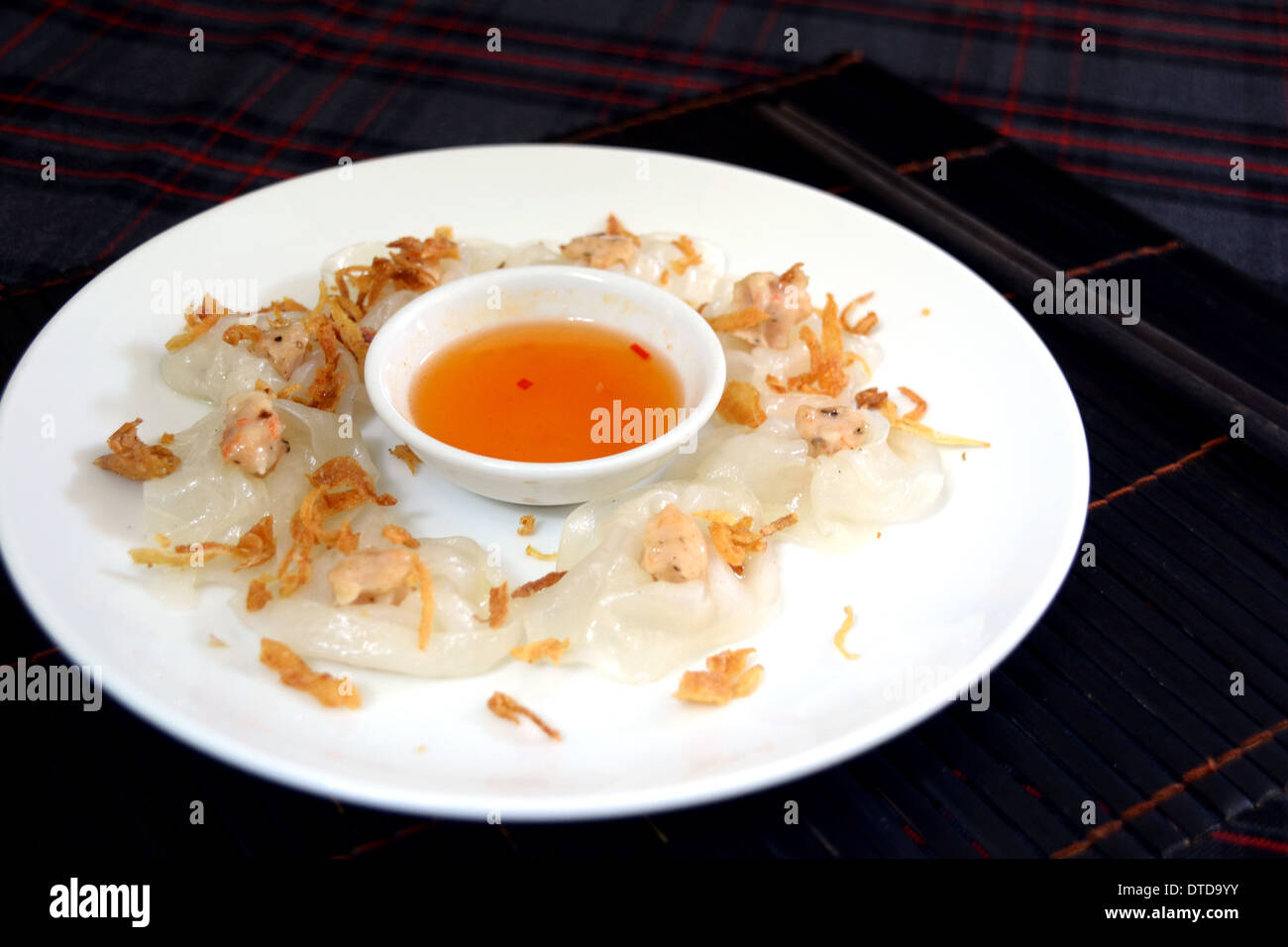 Rosa Bianca banh bao vac shimp gnocco in Hoi An, Vietnam Foto Stock