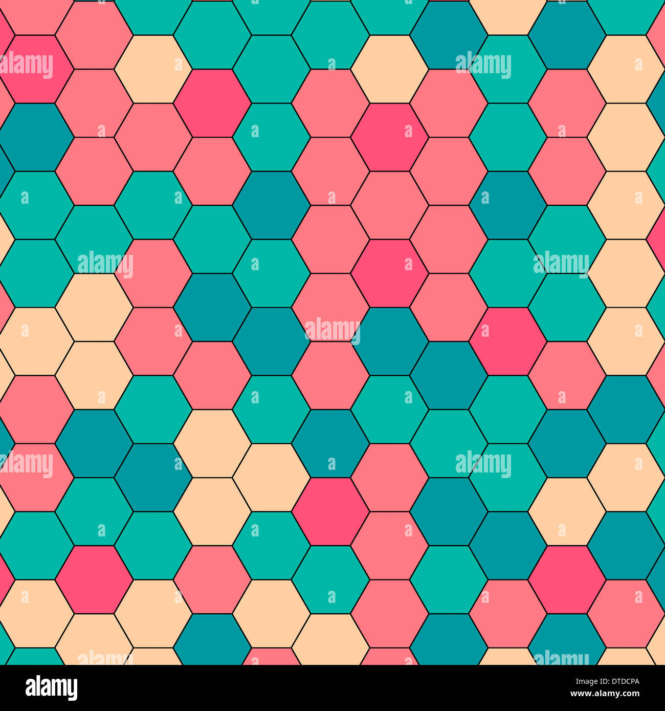 Abstract retrò colorato esagono geometrica Foto Stock