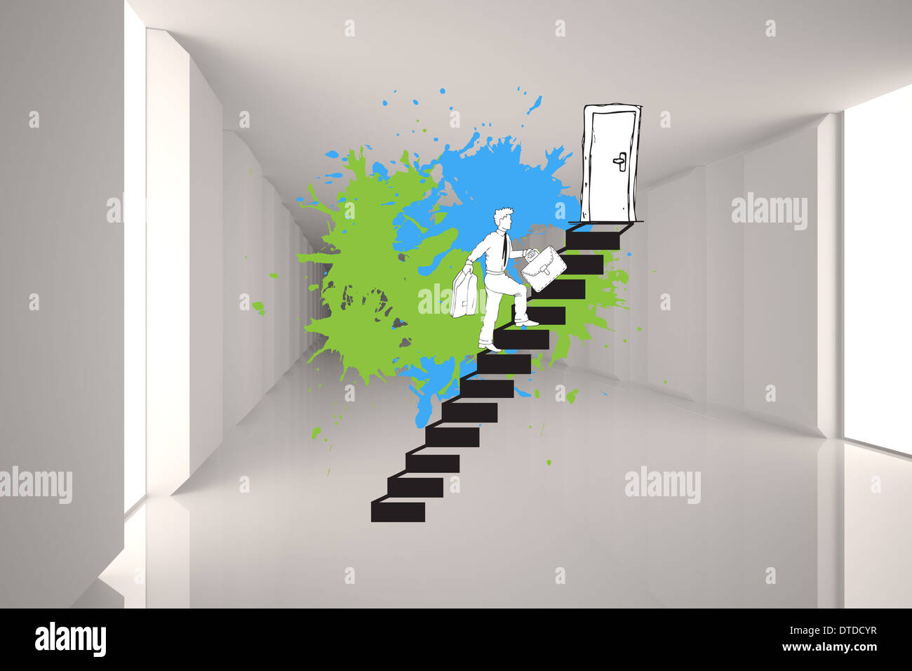 Immagine composita della progressione di carriera concetto su gli spruzzi di vernice Foto Stock