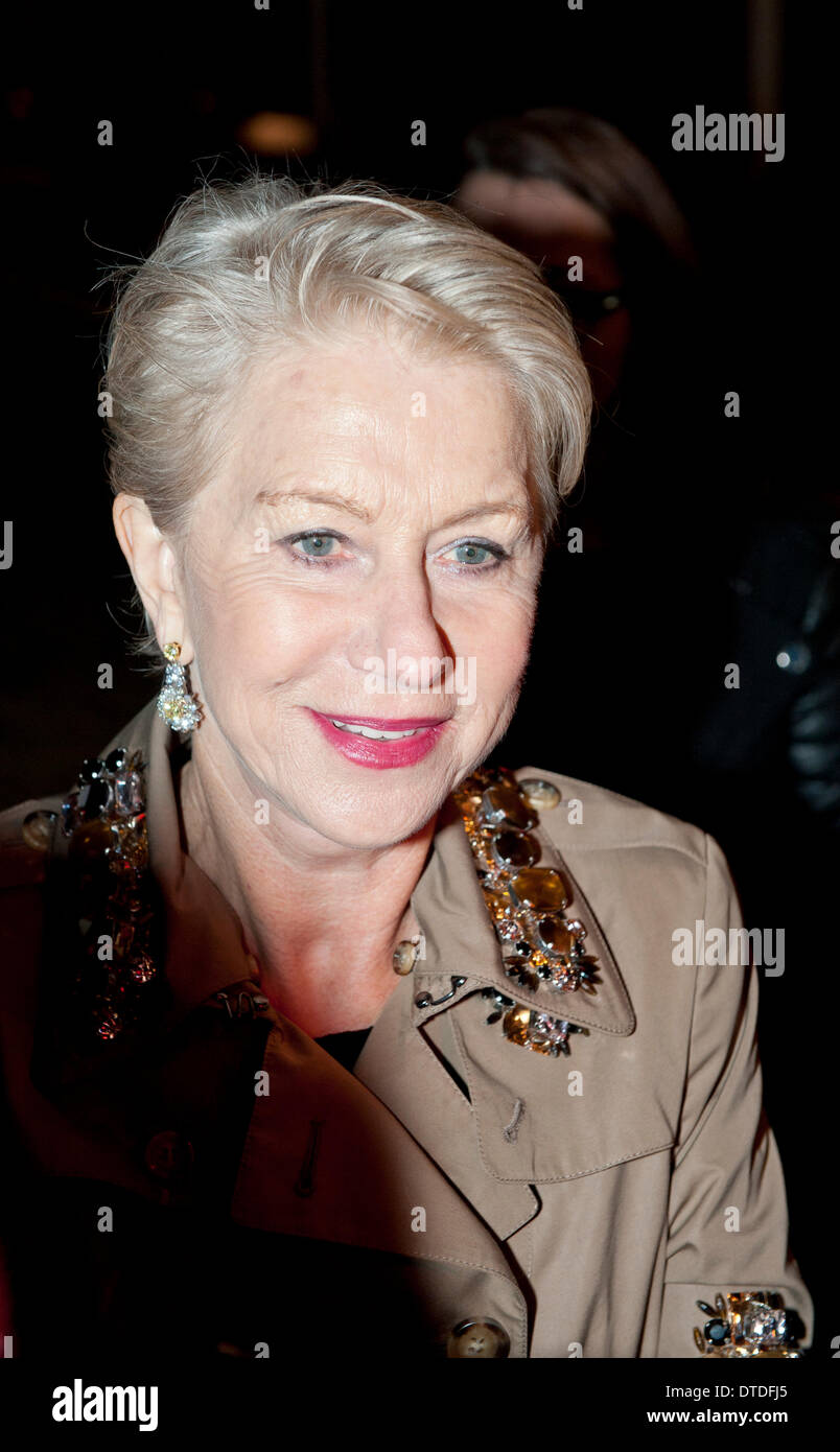 Londra, Regno Unito. Il 15 febbraio 2014. Dame Helen Mirren Pre-party BAFTA Asprey's gioiellerie, negozi di Bond Street Credit: Prixnews/Alamy Live News Foto Stock