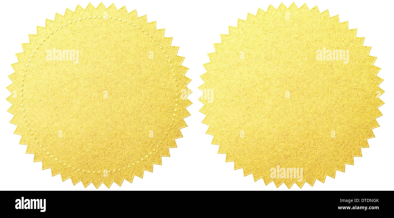 Gold Seal set di etichette con percorso di clipping incluso Foto Stock