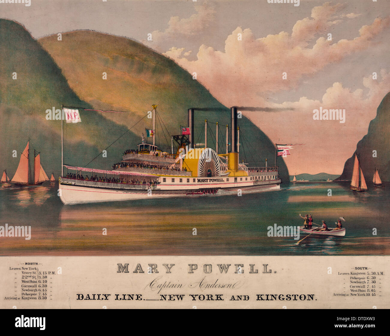 Maria Powell - Capitano Anderson - Linea quotidiana di New York e Kingston - steamboat, 1892 Foto Stock