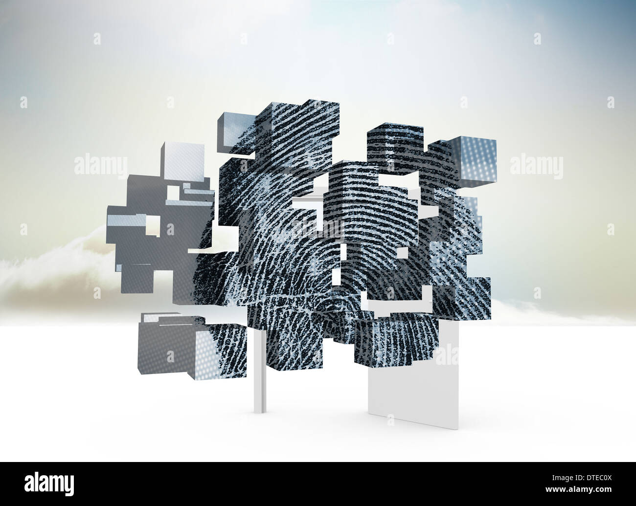 Immagine composita di impronte digitali sulla schermata astratto Foto Stock