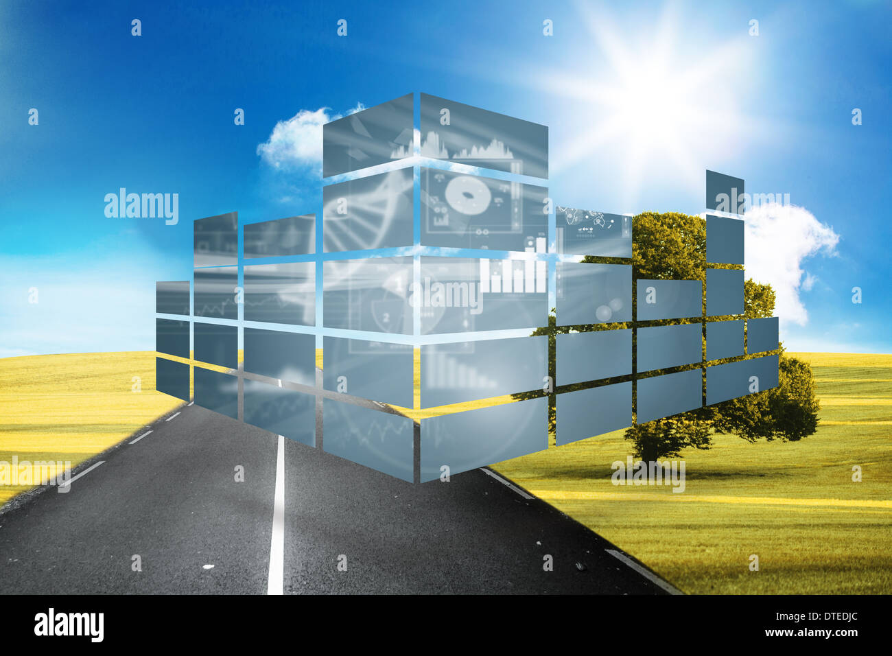 Immagine composita di DNA interfaccia su schermo astratto Foto Stock