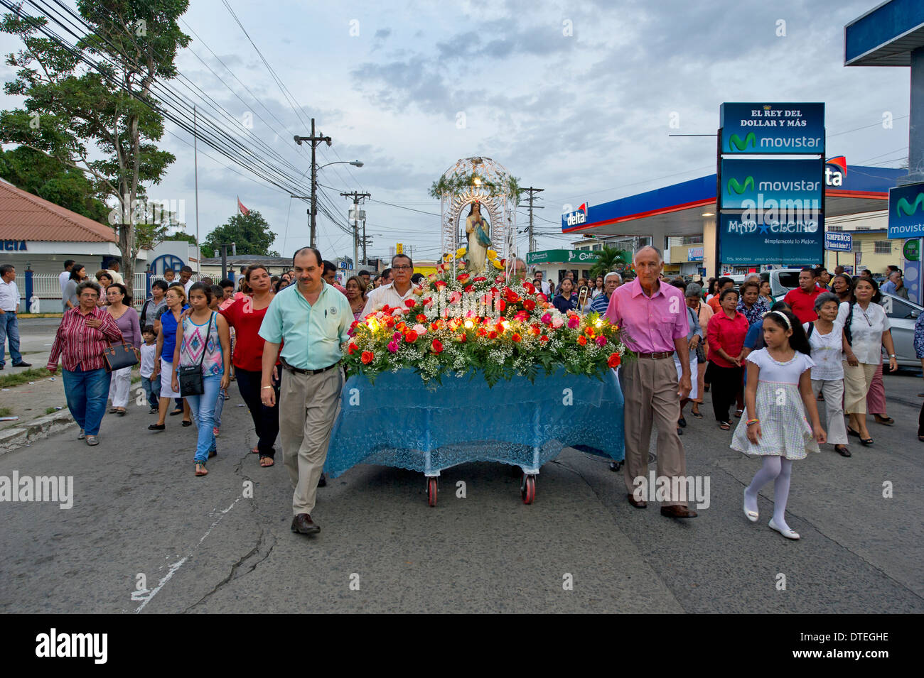 Processione religiosa in Penonome, Cocle Affitto Provincia, Panama Foto Stock
