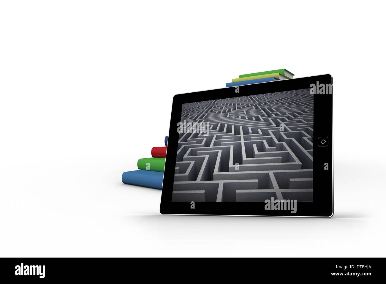 Immagine composita del labirinto sulla schermata di tablet Foto Stock