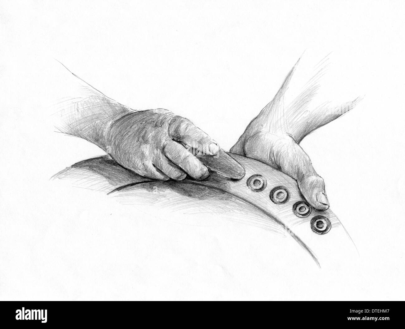 Illustrazione delle mani lavorando Foto Stock