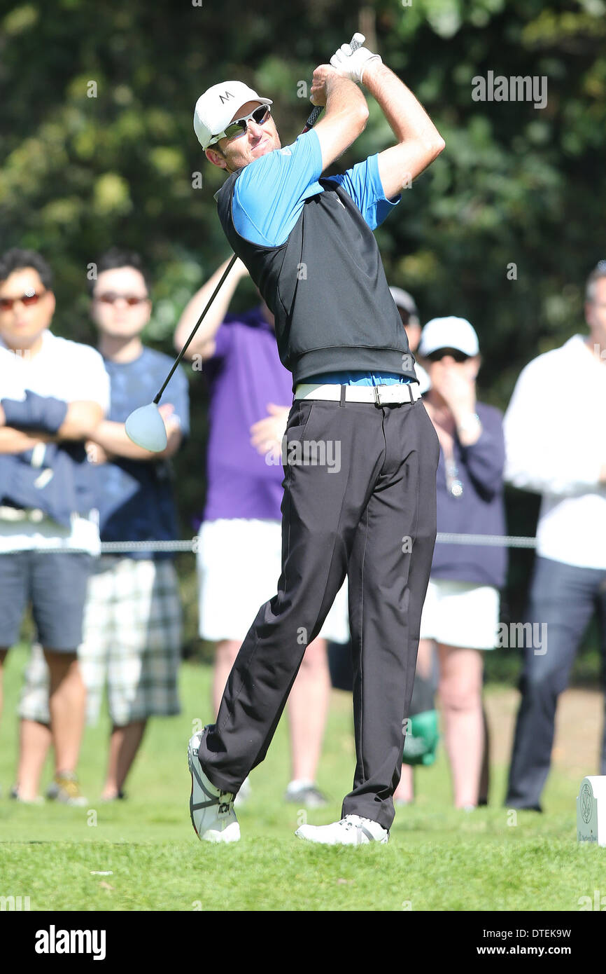 Los Angeles, California, USA. 16 feb 2014. 16/02/14 Pacific Palisades, CA: Jason Allred durante il round finale del Northern Trust Open, tenutasi a Riviera Country Club Credito: Michael Zito/eclipse/ZUMAPRESS.com/Alamy Live News Foto Stock