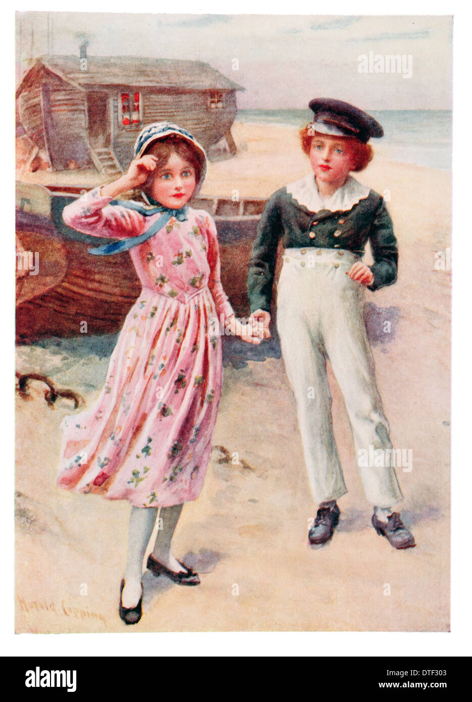 David Copperfield e Emily illustrazione dal romanzo di Charles John Huffam Dickens Foto Stock