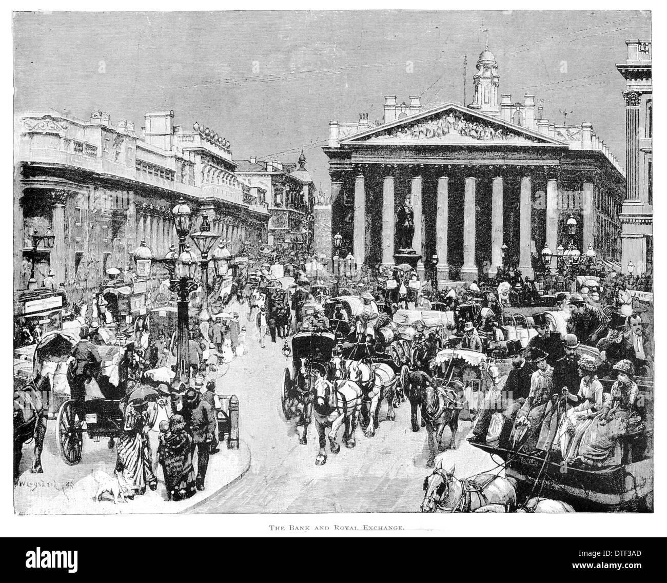 La Banca e Royal Exchange Circa 1890 Foto Stock