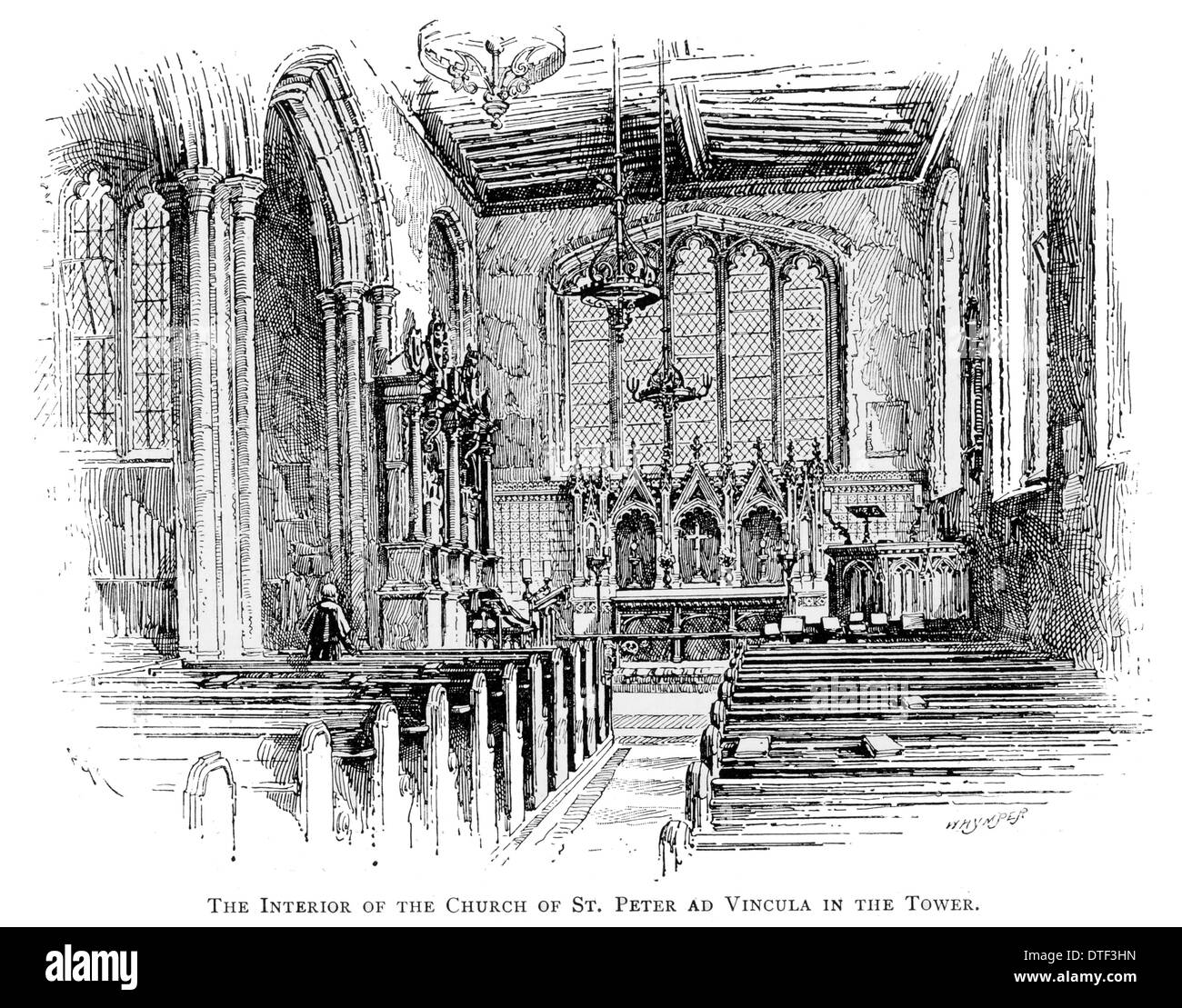 L interno della chiesa di San Pietro ad Vincula nella Torre di Londra circa 1890 Foto Stock