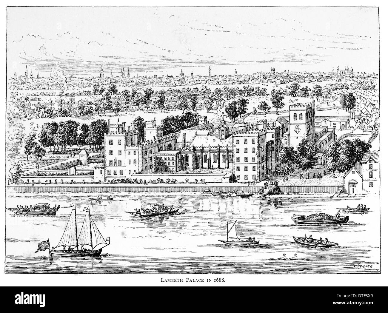 Lambeth Palace nel 1688 Foto Stock