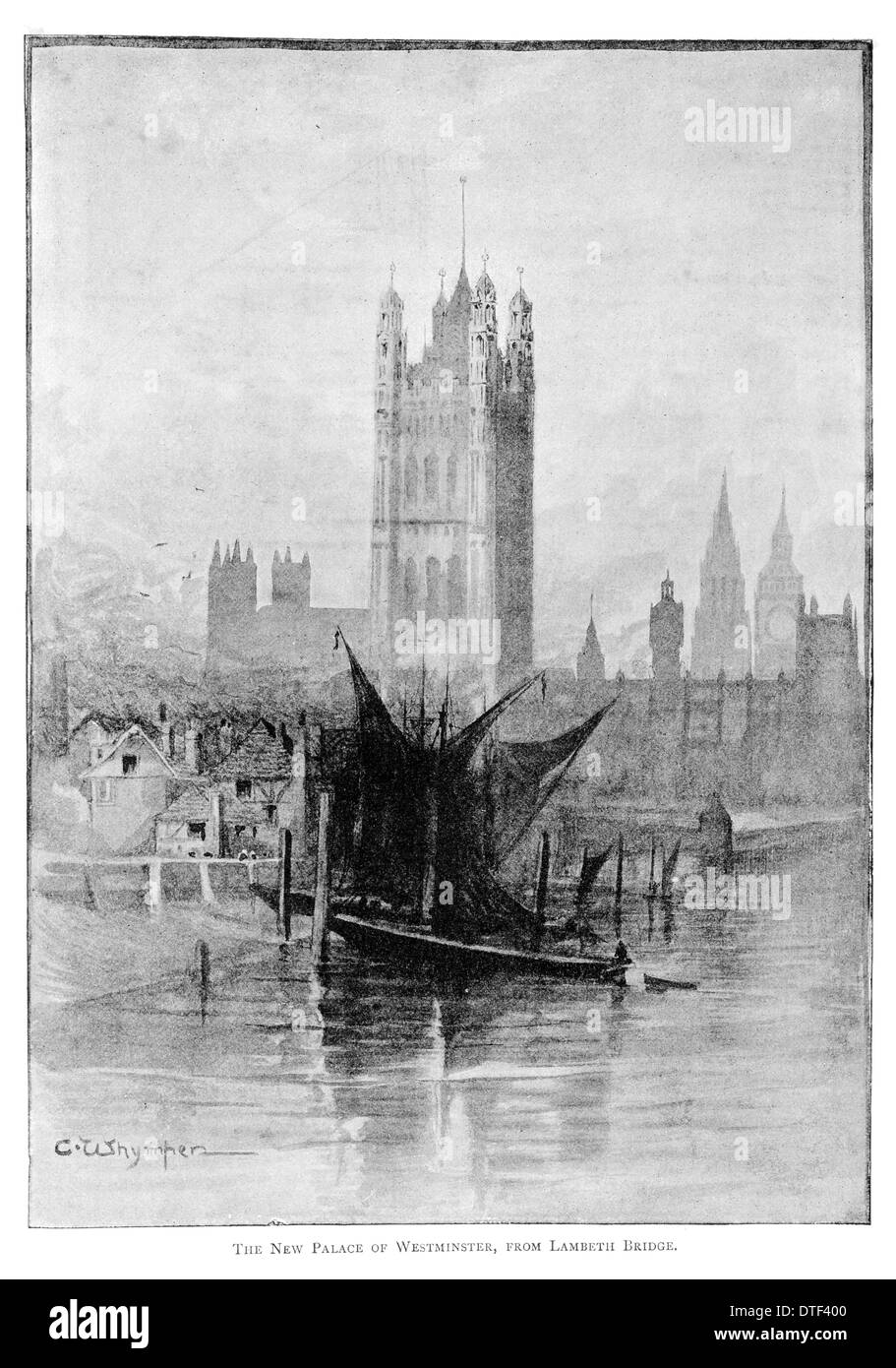 Il nuovo Palazzo di Westminster da Lambeth Bridge Circa 1890 Foto Stock