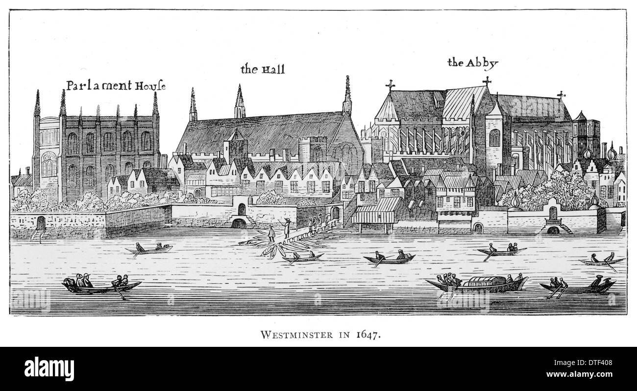 Westminster nel 1647 il Parlamento Hall e Abbey Foto Stock
