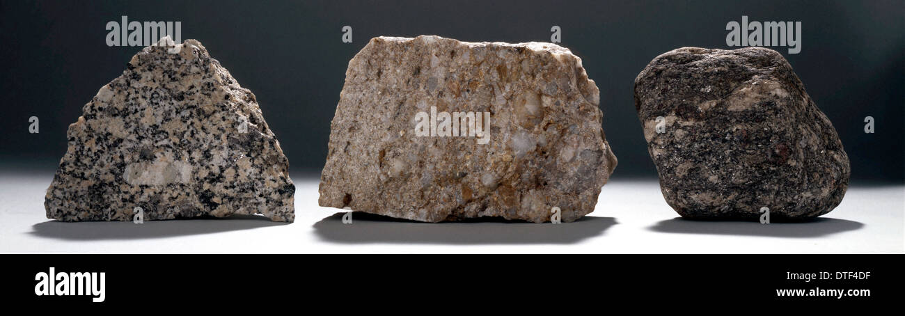 Comuni tipi di roccia Foto Stock