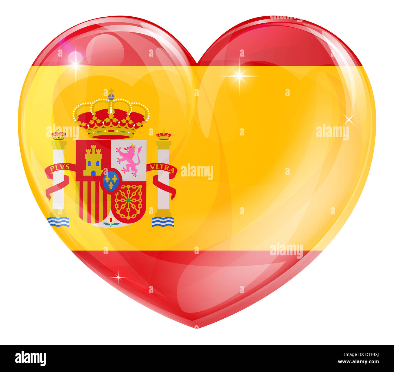 Bandiera della Spagna amore cuore concetto con la bandiera spagnola in una forma di cuore Foto Stock