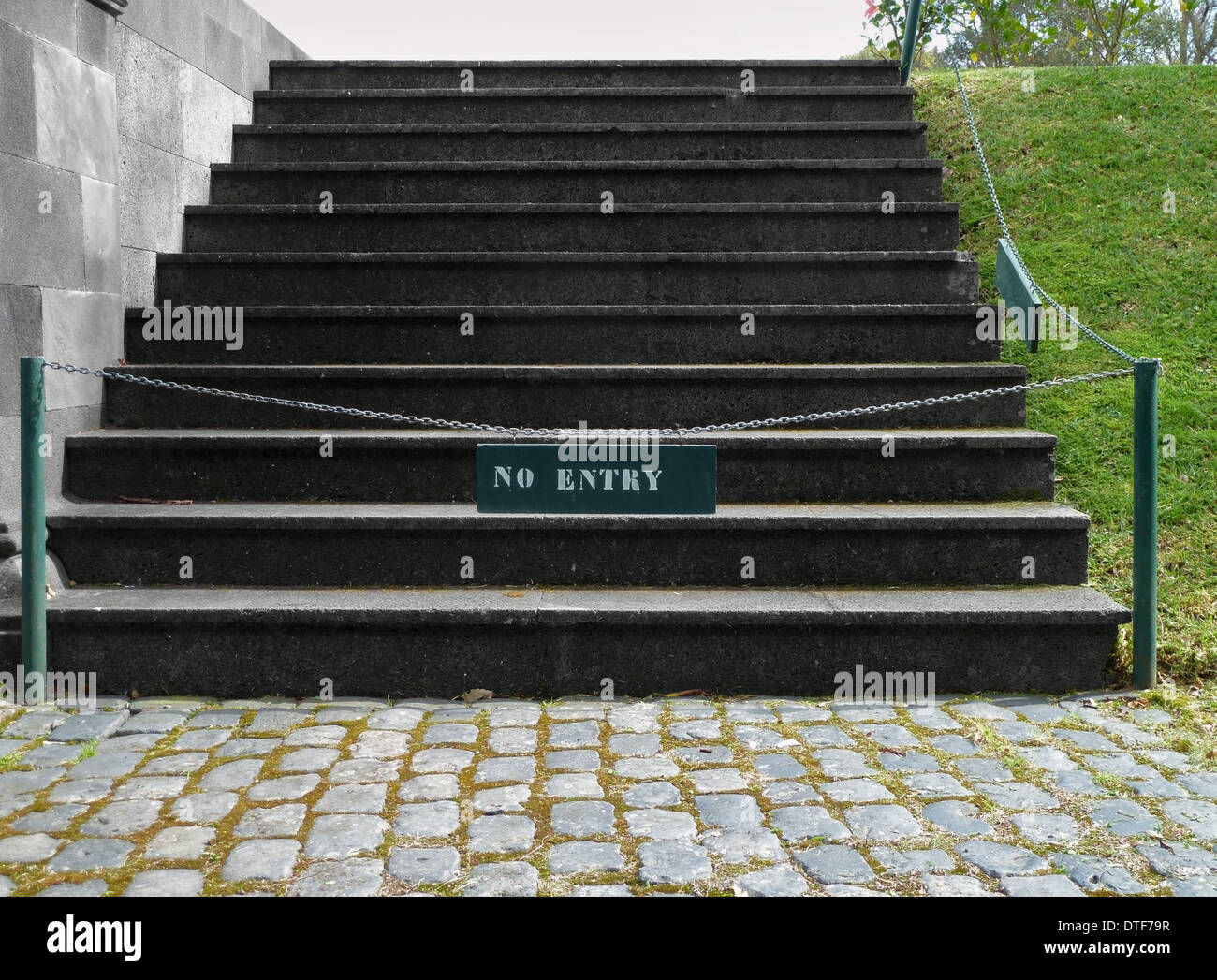 Scala con 'nessuna voce'-segno, vietato passare Foto Stock