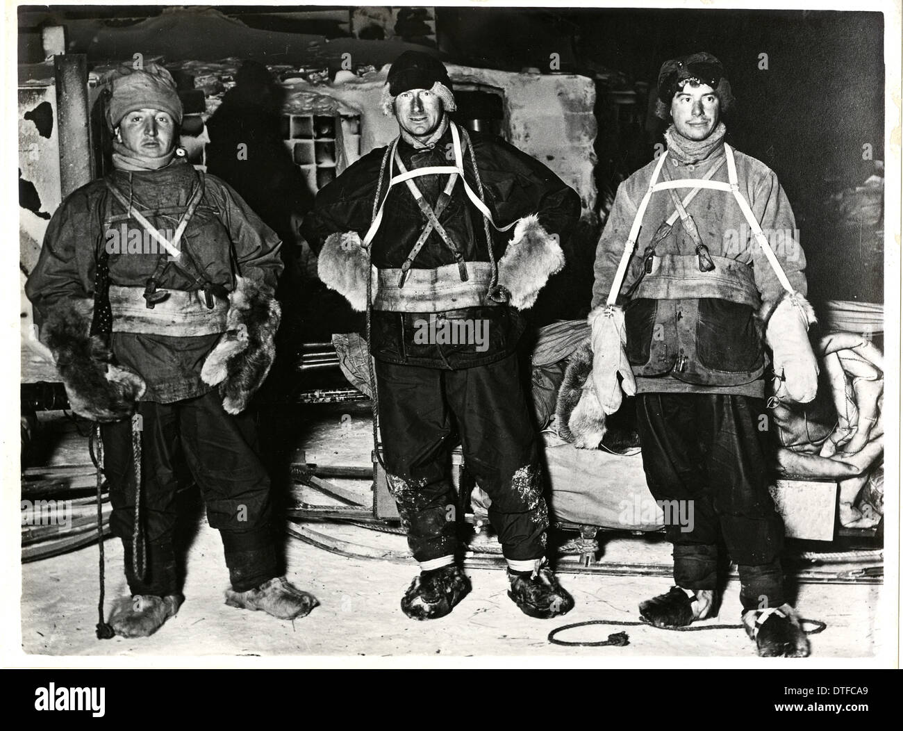Bowers, Wilson e Cherry Garrard in procinto di partire per il viaggio d inverno Foto Stock