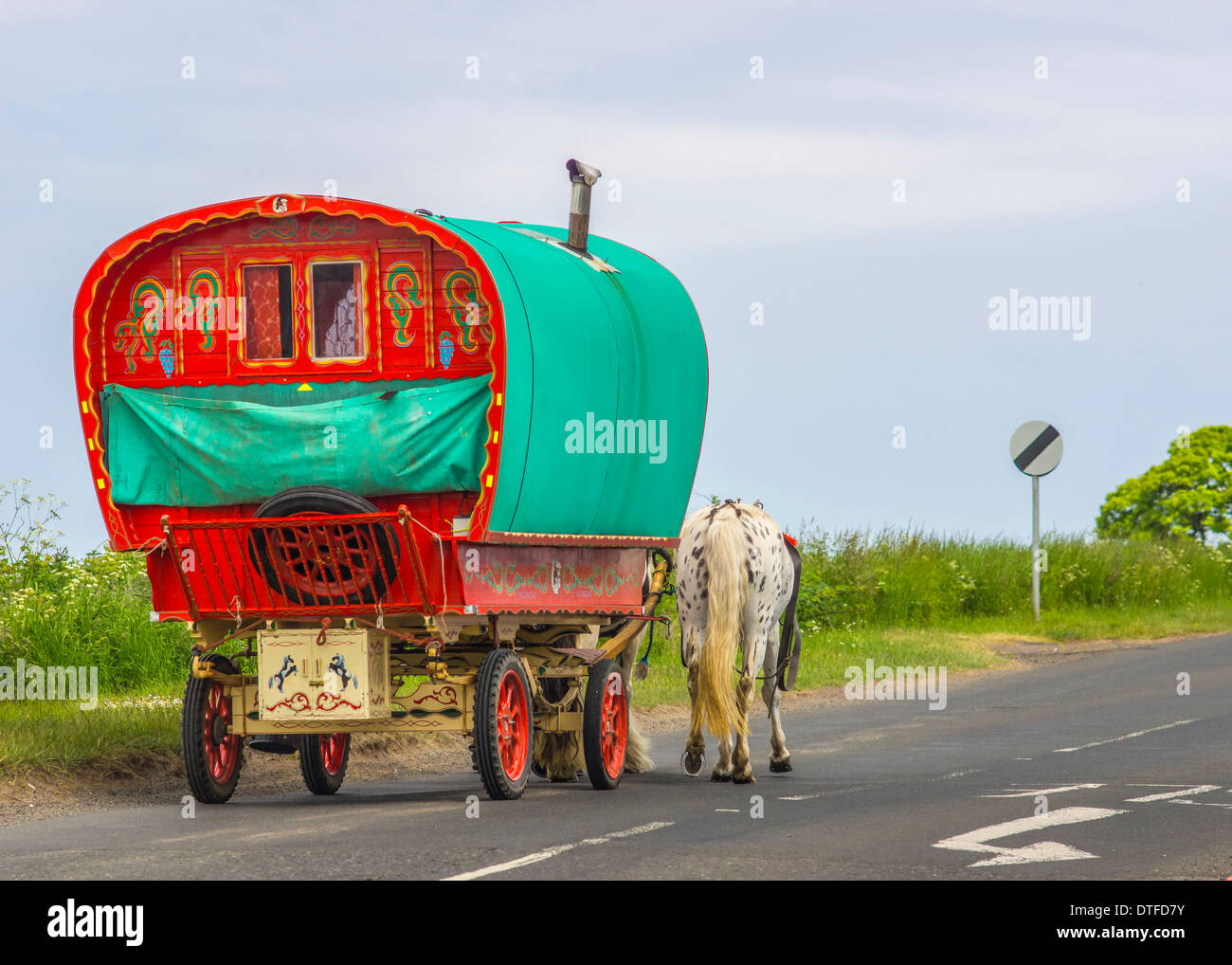 Vecchio tradizionale Gypsy Caravan Foto Stock