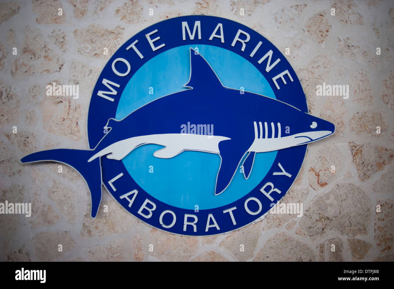 USA Florida Sarasota FL Lido Key Mote Marine Laboratory logo acquario segno esterno esterno Foto Stock