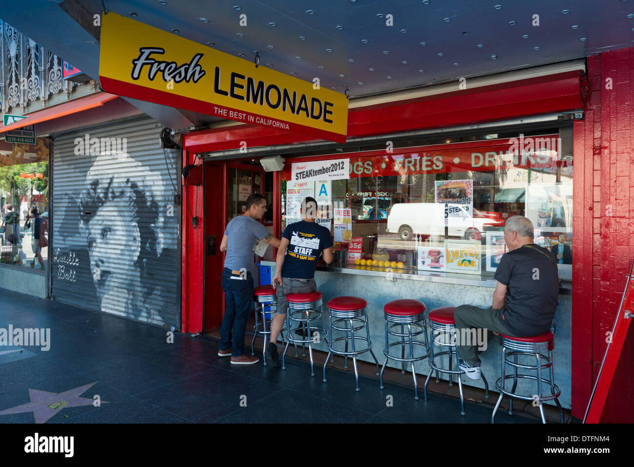 Cafe sul walk of fame, Hollywood, California Foto Stock