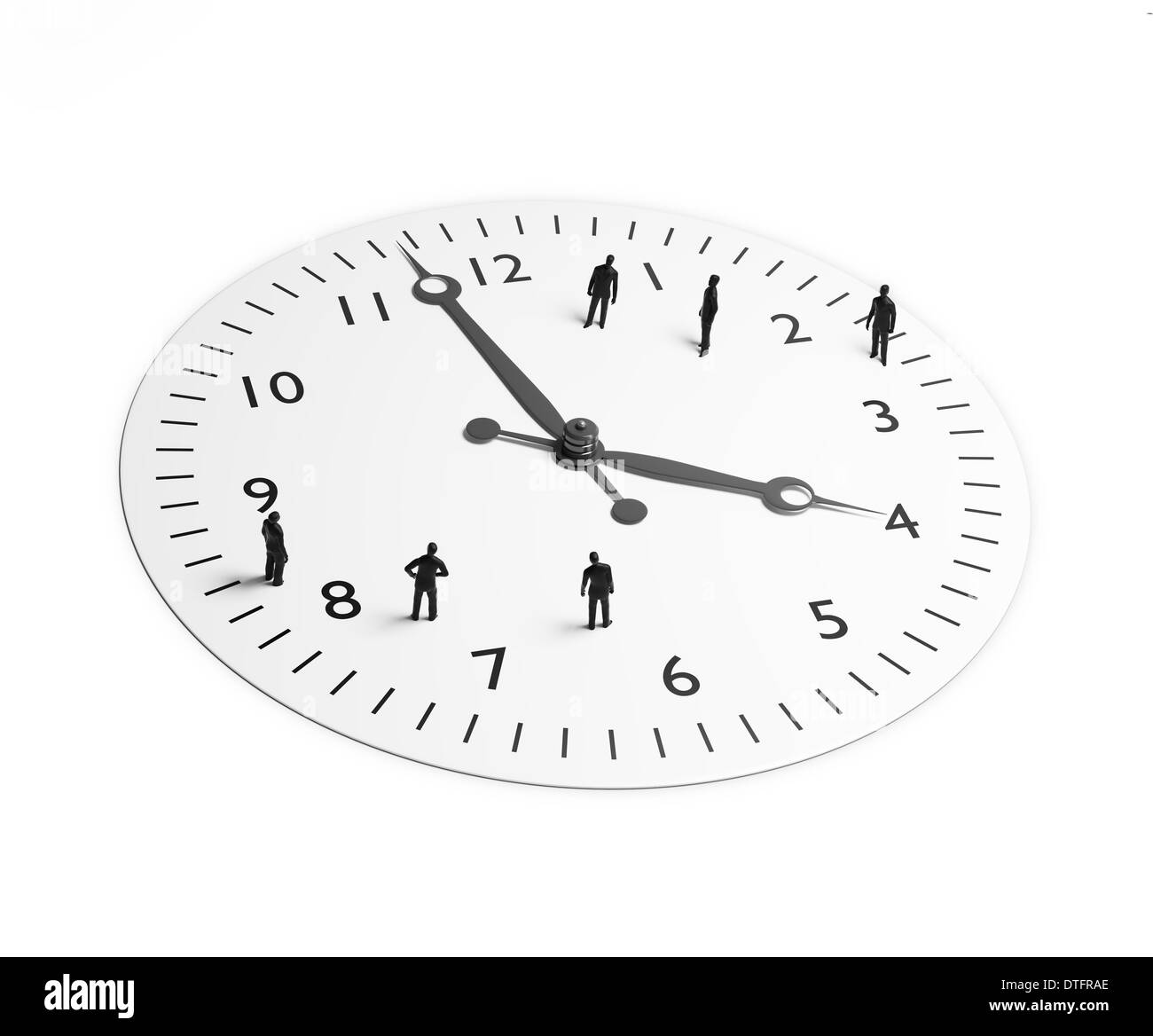 Tiny persone in piedi intorno a un orologio - ora e programmare nel concetto Workplace Foto Stock