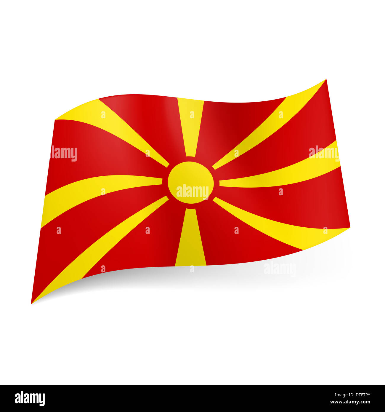 Bandiera nazionale della Macedonia: sole giallo su sfondo rosso Foto Stock