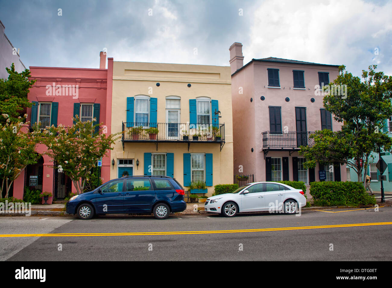 Palazzi storici in Charleston, Carolina del Sud Foto Stock