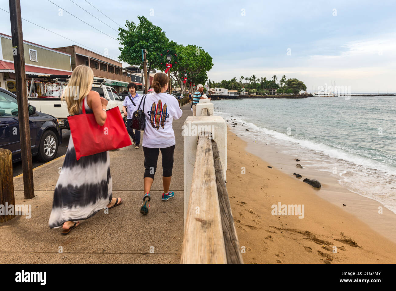 La famosa cittadina di Lahaina sull'isola hawaiana di Maui. Foto Stock