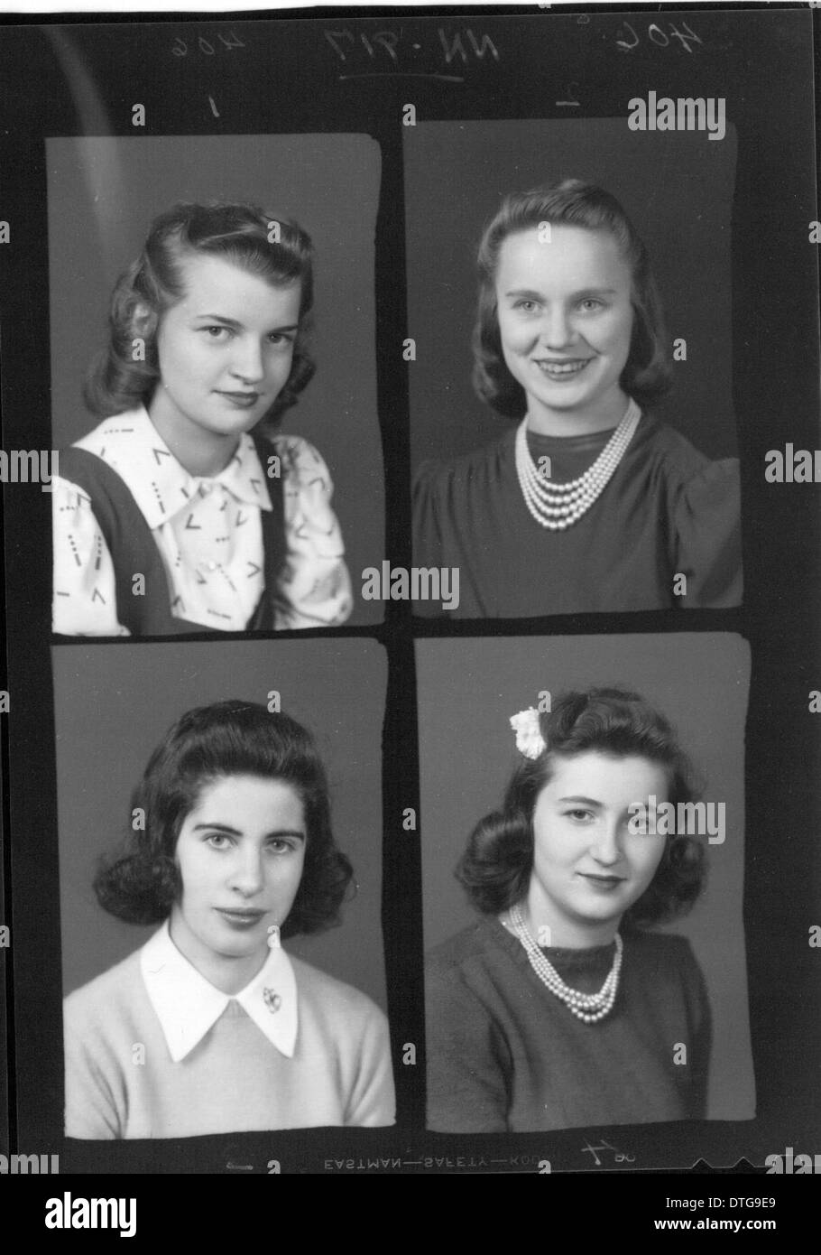 Questa collezione presenta fotografie ritratte dell'annuario della McGuffey High School del 1942, che catturano gli studenti dell'epoca. Le immagini forniscono uno sguardo storico sulla comunità della scuola durante quel periodo di tempo. Foto Stock