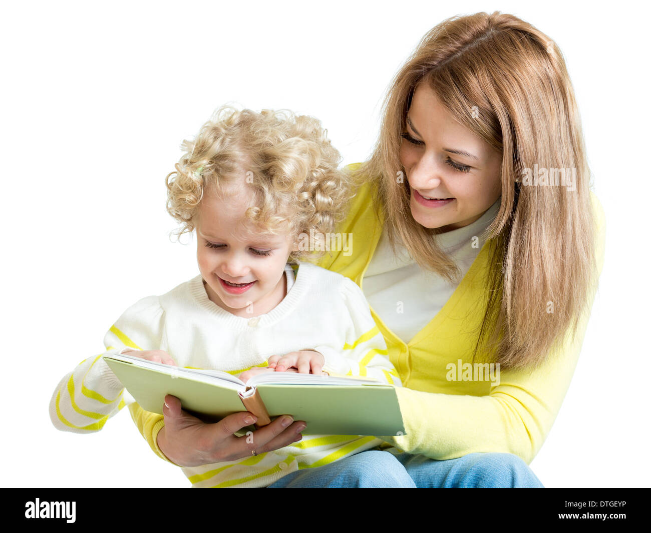 Lettura mom a kid un libro Foto Stock
