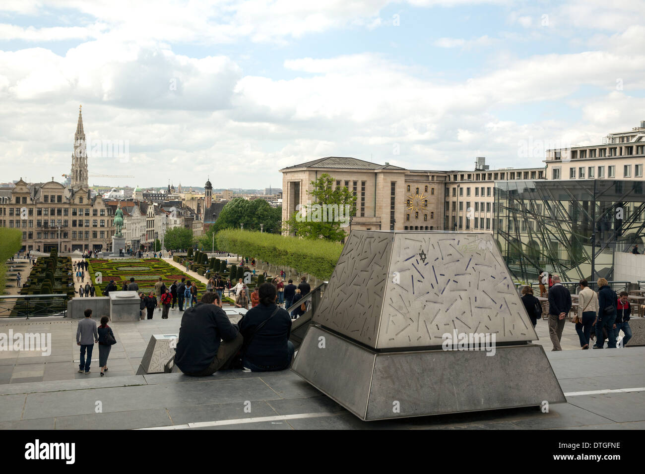 La vista sul Jardin du Mont des Arts di Bruxelles Foto Stock