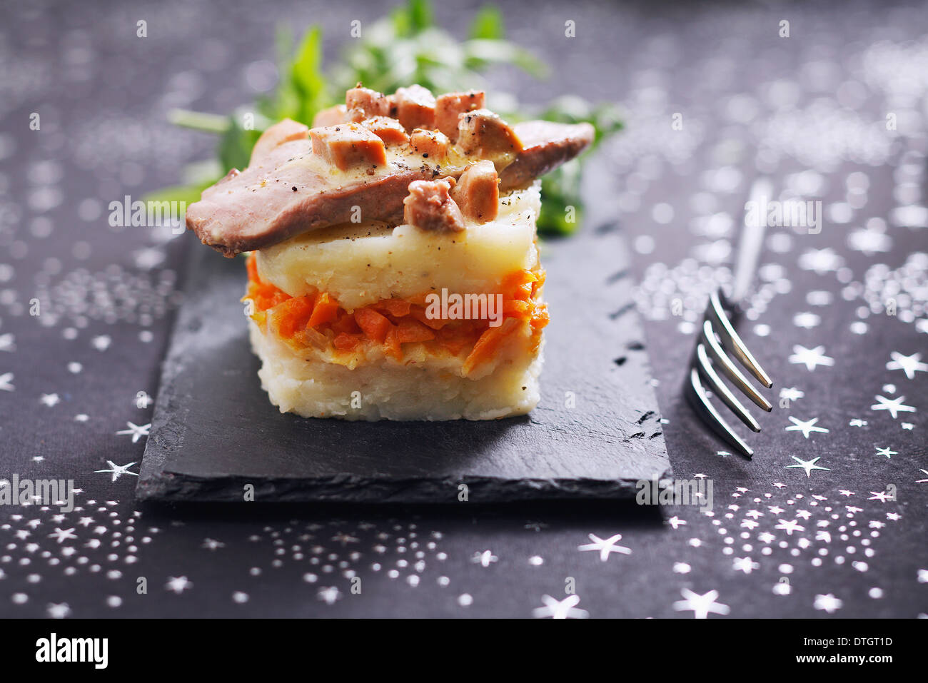 L'anatra e foie gras Parmentier Foto Stock