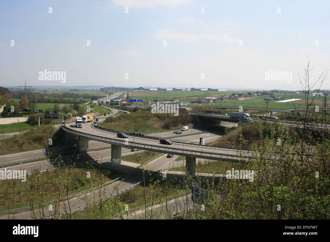 Autobahn a Stoccarda - in aeroporto Foto Stock