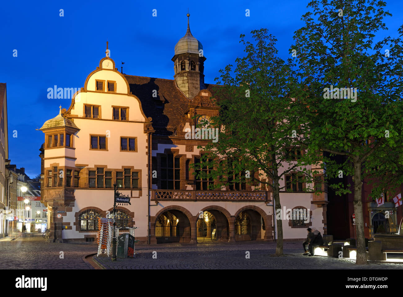 Town Hall, Rathausplatz square, Freiburg im Breisgau, Baden-Württemberg, Germania Foto Stock
