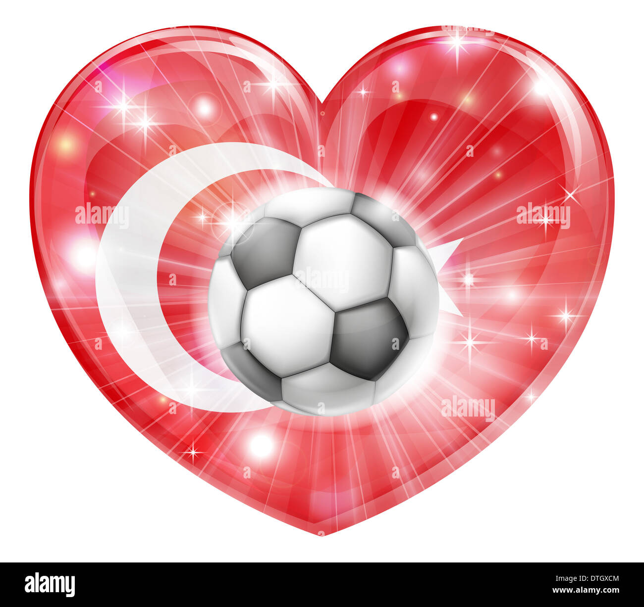 La Turchia soccer football ball bandiera amore cuore concetto con bandiera  turca in una forma di cuore e di un pallone da calcio di volare Foto stock  - Alamy