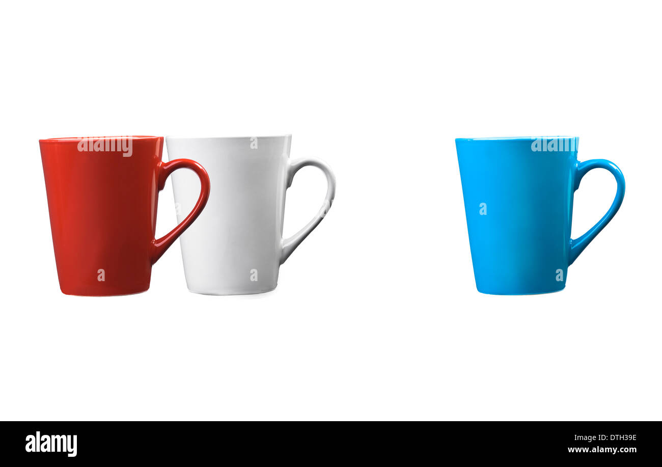 Rosso, bianco e blu tazze. Foto Stock