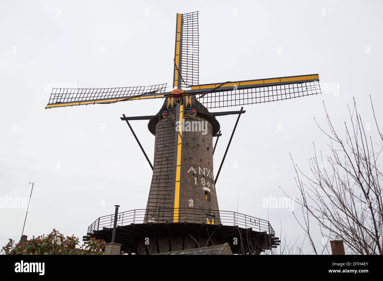 Grainmill 'Napoleonsmolen' o di Napoleone mulino nella città di Hamont in Belgio. Il mulino è stato costruito in 1804 Foto Stock