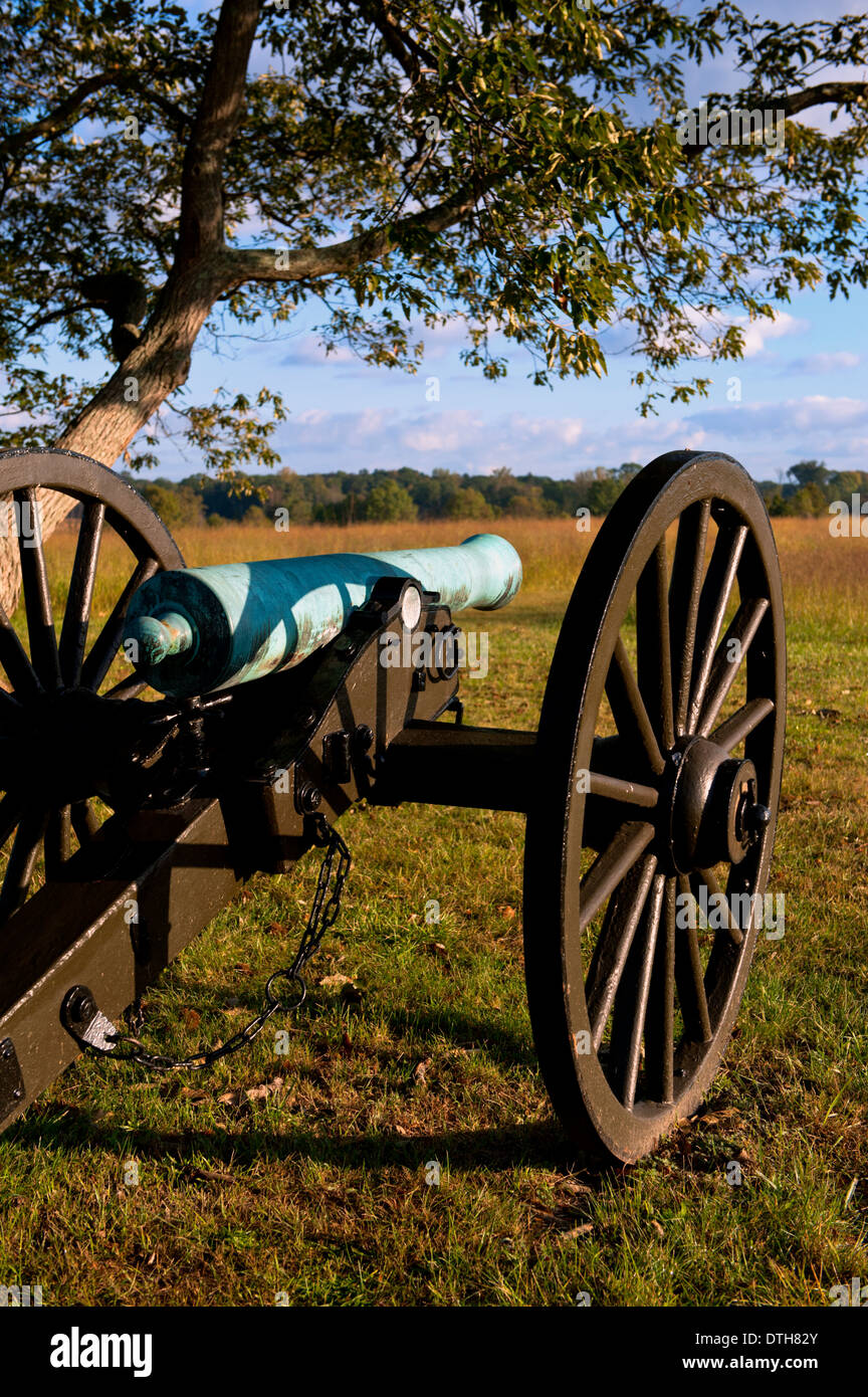 Un cannone sul campo di battaglia di Manassas Park in Virginia, Stati Uniti d'America Foto Stock