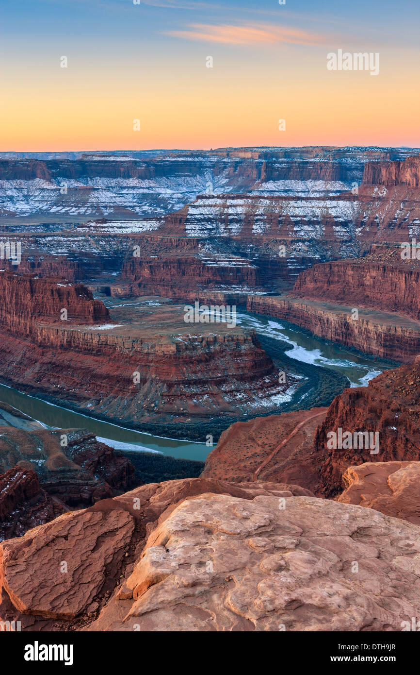 Inverno sunrise Dead Horse Point State Park, Utah - USA Foto Stock