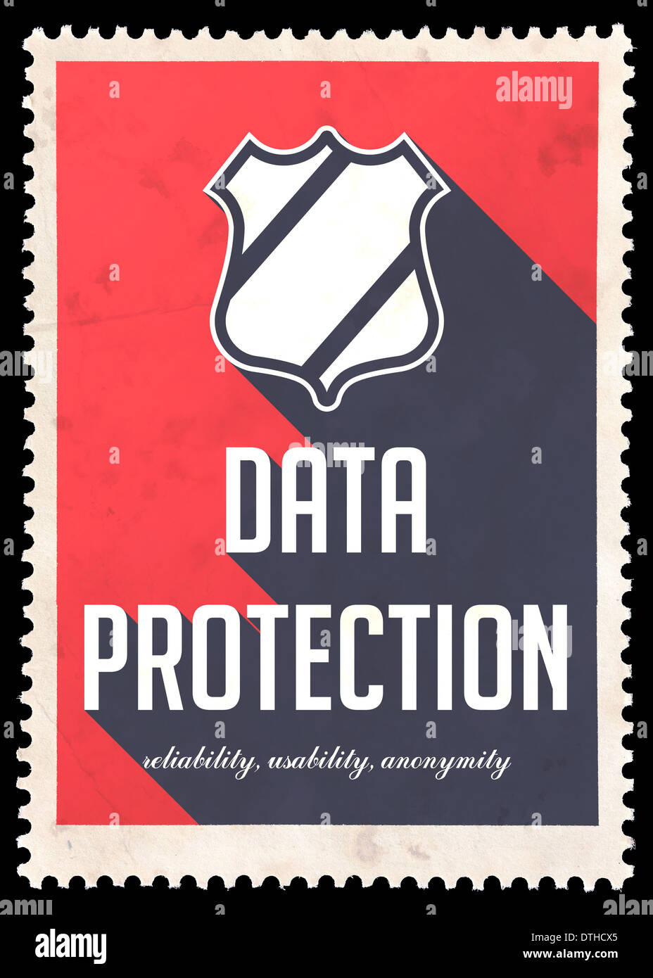 Protezione dei dati sul concetto di rosso nel design piatto. Foto Stock