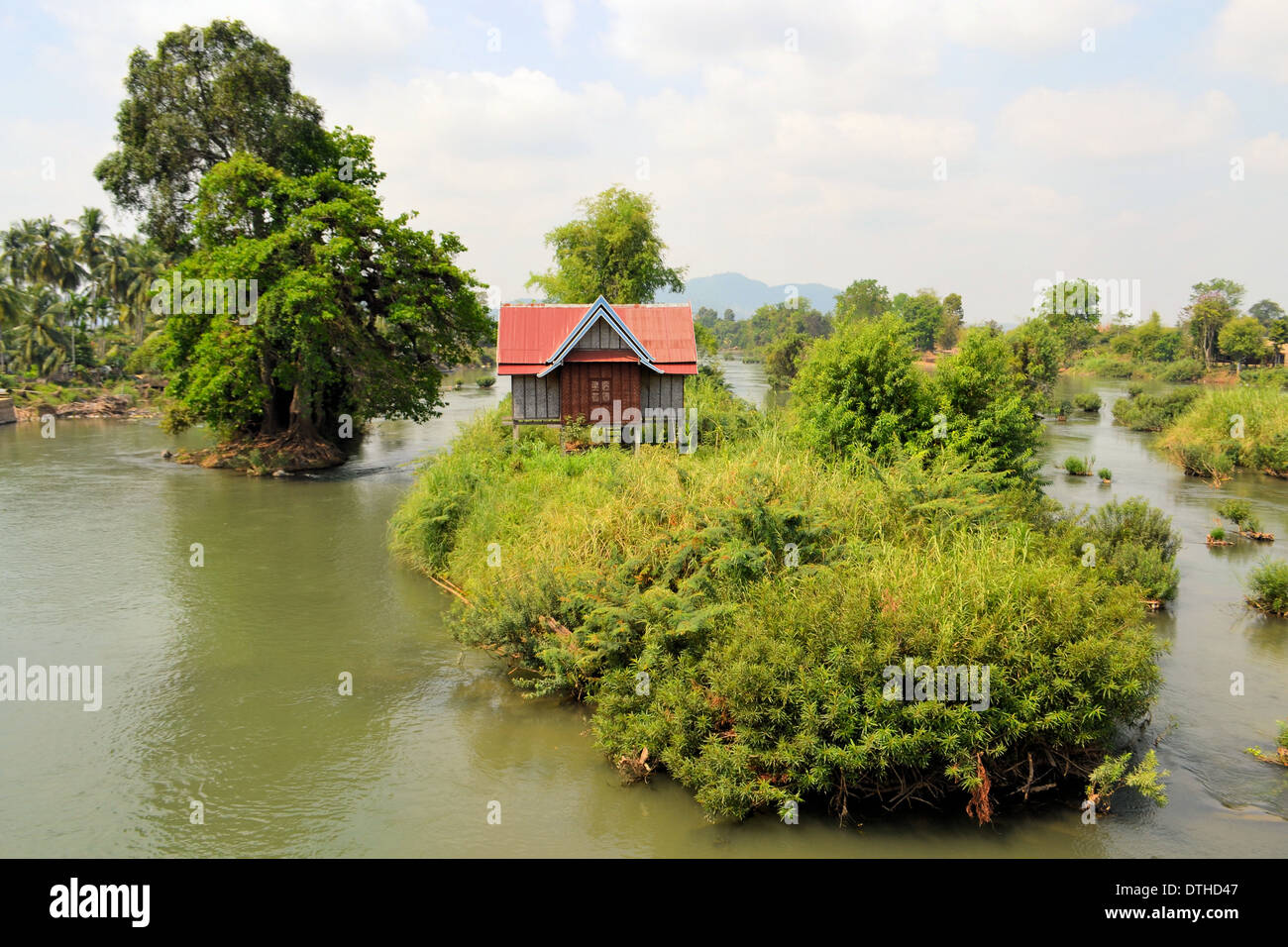 Casa su uno di 4000 isole del Mekong Foto Stock