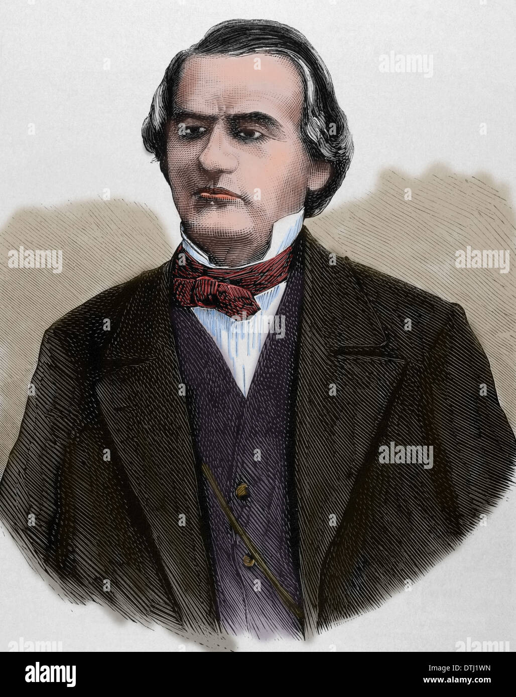 Andrew Johnson (1808-1875). Xvii il Presidente degli Stati Uniti, che serve da 1865 a 1869. Il partito democratico. Incisione. Colorata Foto Stock