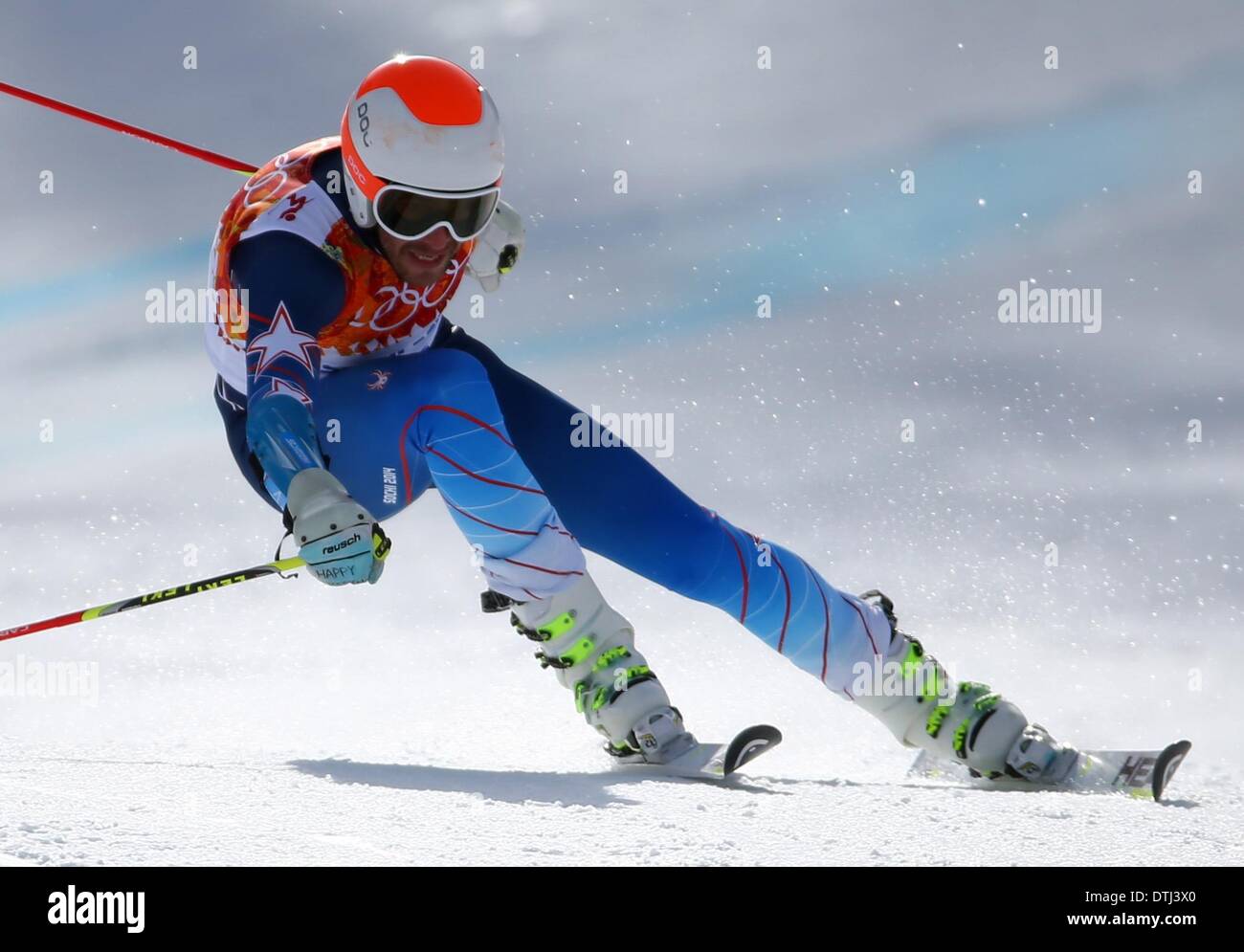 Krasnaya Polyana, Russia. 19 feb 2014. Bode Miller DI STATI UNITI D'AMERICA reagisce durante lo Slalom Gigante maschile Sci Alpino evento in Rosa Khutor Alpine Center a Sochi 2014 Giochi Olimpici, Krasnaya Polyana, Russia, 19 febbraio 2014 Credit: © dpa picture alliance/Alamy Live News Foto Stock